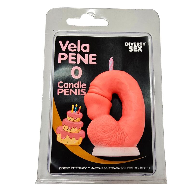 DIABLO PICANTE - VELA PENE EN FORMA DE NÚMERO 0 COLOR ROSA