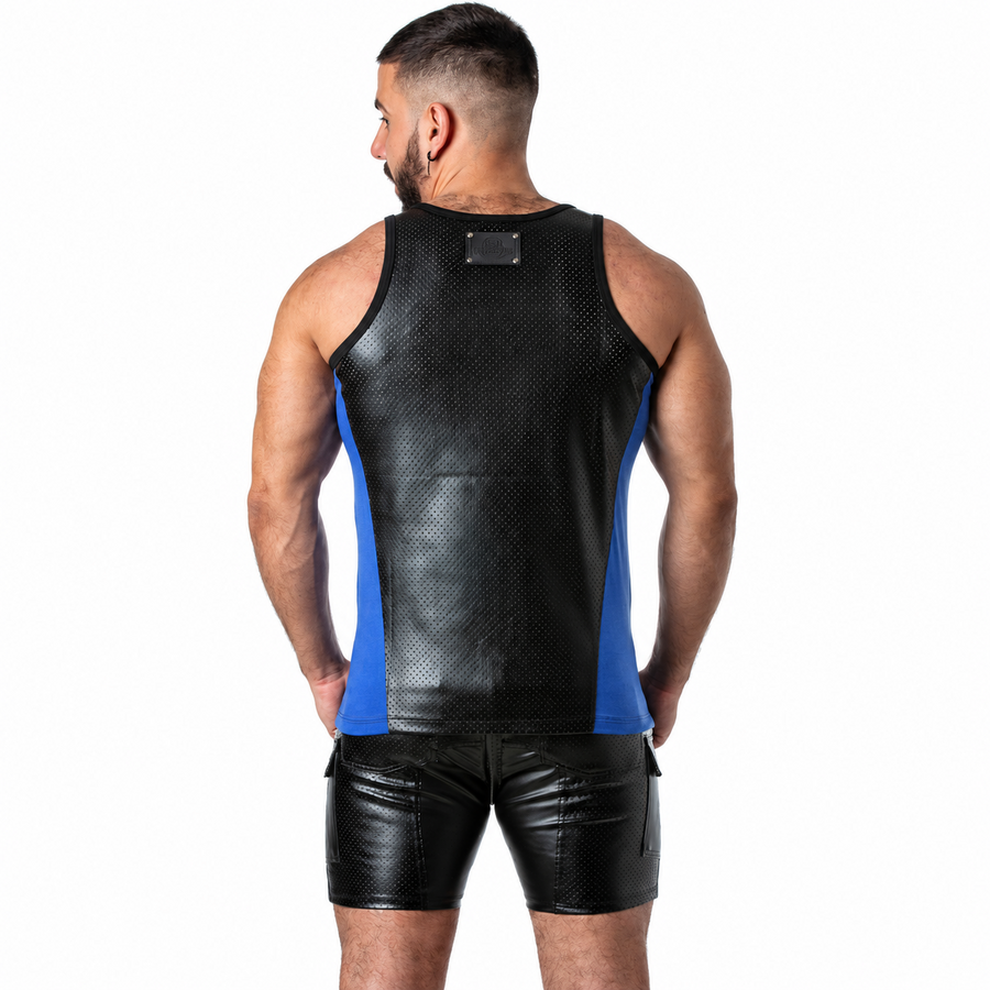 Locker gear - punch hole leatherette camiseta de tirantes azul s - foto 3