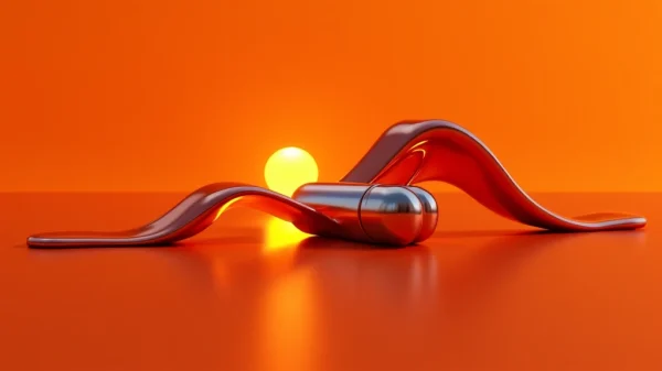 Fotografía minimalista y elegante de una cápsula de nootrópico futurista, junto a una abstracción sensual de seda dorada y carmesí que simboliza el flujo neural. Ilustración del concepto de **neuroenhancement sexual** y el uso de **nootrópicos sexuales** para **mejorar el placer** y el foco. Optimización de la neurociencia del orgasmo.