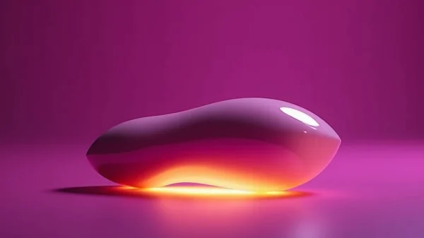 Fotografía minimalista de estudio, un vibrador moderno y elegante con luz dorada sobre fondo púrpura (#9C27B0), simbolizando el placer consciente y desmintiendo el mito de la dependencia a los juguetes sexuales. Ideal para posts sobre la sensibilidad del clítoris y el uso de vibradores.