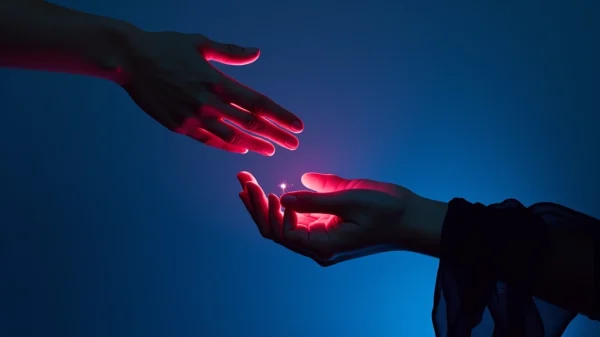 Fotografía conceptual que ilustra dos manos a punto de tocarse, simbolizando las estrategias para sincronizar libidos y manejar el deseo divergente en pareja mediante la comunicación sexual y la empatía.